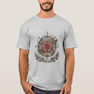 Camiseta El Camino Dichoso: Rosa Brújula de Tatuaje