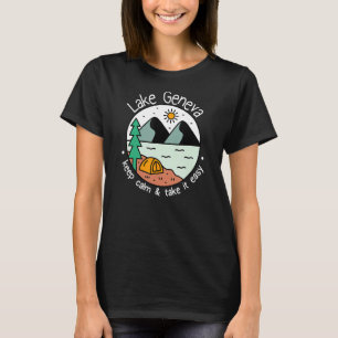 Camiseta El campamento de pesca en barco le lleva a un lago