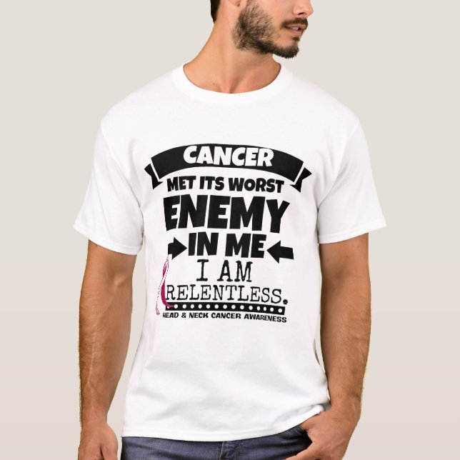 Camiseta El cáncer de cabeza y cuello hizo frente a su (Anverso)