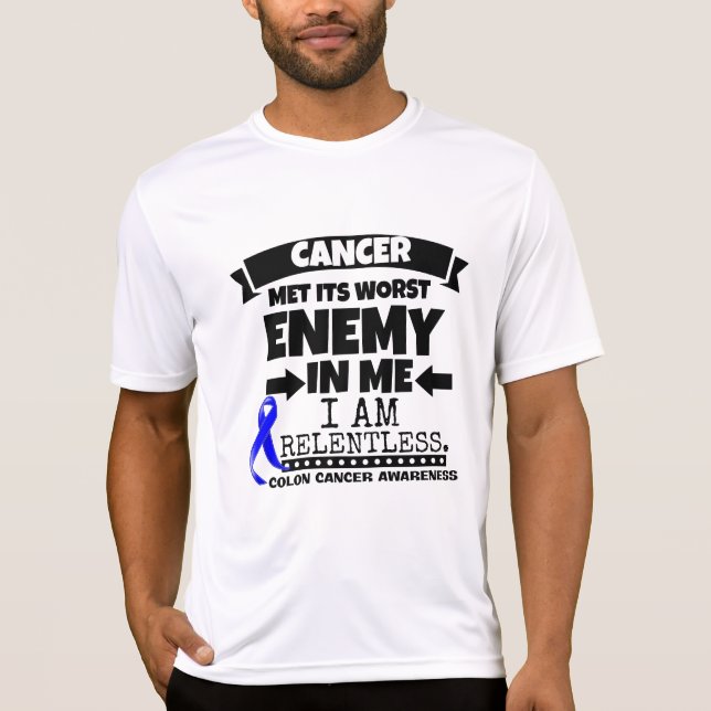 Camiseta El cáncer de colon hizo frente a su enemigo peor (Anverso)