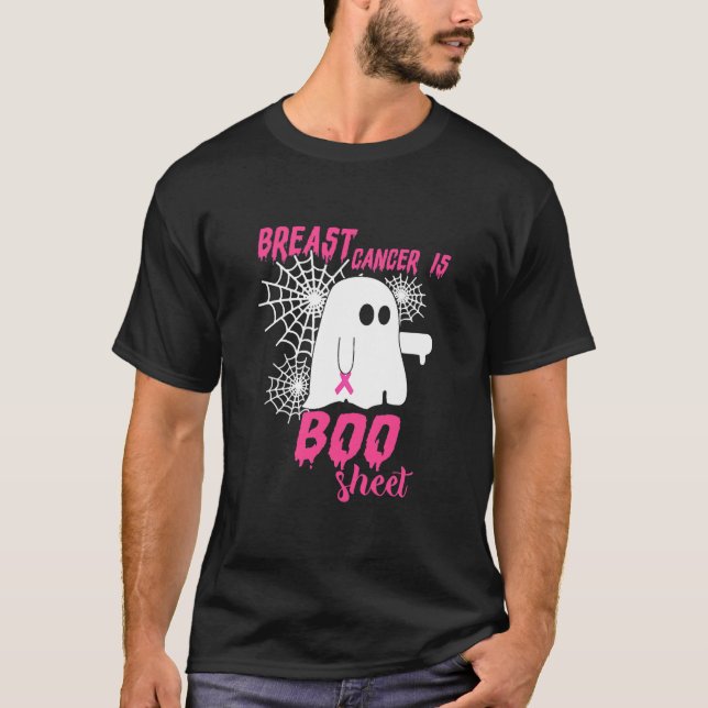 Camiseta El cáncer de mama es Halloween con hojas de boom  (Anverso)