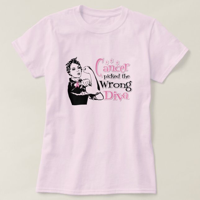Camiseta El Cáncer De Mama Obtuvo La Diva Equivocada (Diseño del anverso)