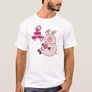 Camiseta el cáncer de mama sobrevivirá cerdo