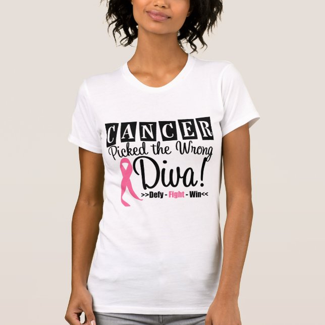 Camiseta El cáncer de pecho escogió a la diva incorrecta v2 (Anverso)
