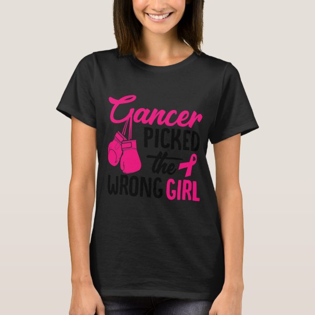 Camiseta El Cáncer Recogió El Malo Cáncer De Mama Chica (Anverso)