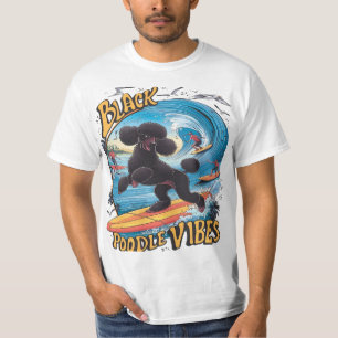 Camiseta El caniche negro acuático: Surfing the Big Wave