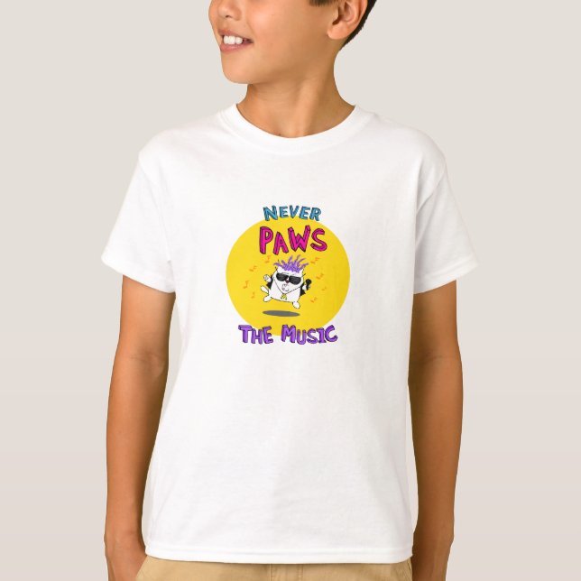 Camiseta El canto de la estrella del rock del gato nunca de (Anverso)