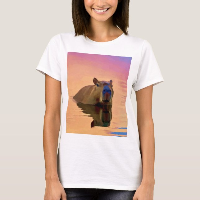 Camiseta El Capibara emerge de un tranquilo lago de arte (Anverso)