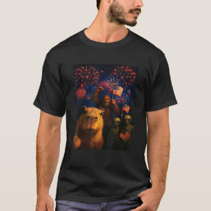 Camiseta El capibara Funny Bigfoot Aliens Selfie Celebrando