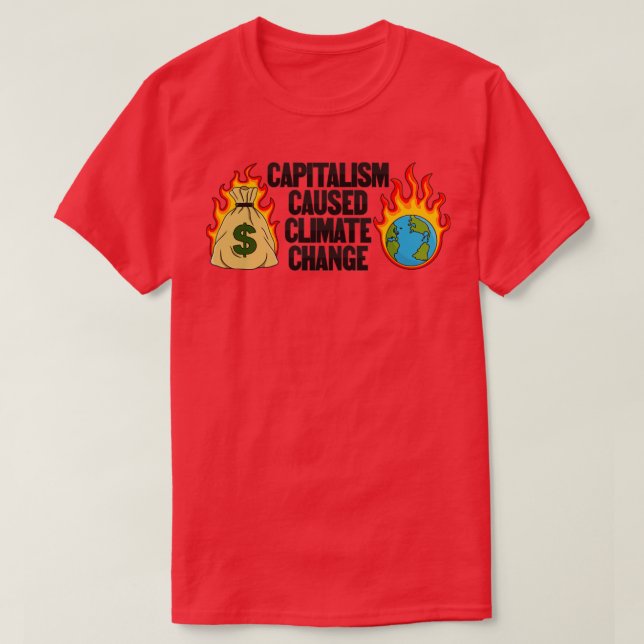 Camiseta El capitalismo causó el cambio climático (Diseño del anverso)