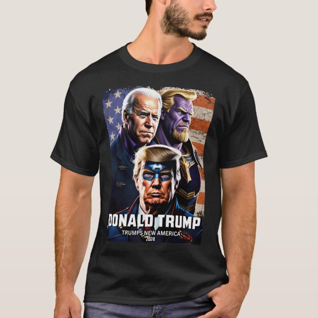 Camiseta El capitán Donald Trump vs. Thanos Biden (Anverso)