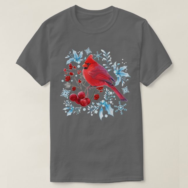 Camiseta El cardenal rojo Amantes de las aves Navidades de  (Diseño del anverso)
