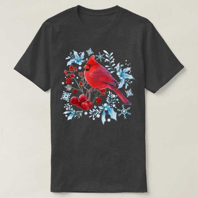 Camiseta El cardenal rojo Amantes de las aves Navidades de  (Diseño del anverso)