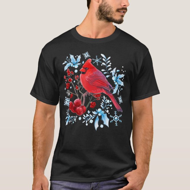 Camiseta El cardenal rojo Amantes de las aves Navidades de  (Anverso)