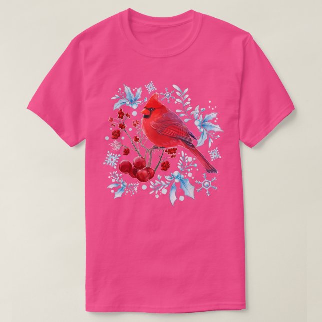 Camiseta El cardenal rojo Amantes de las aves Navidades de  (Diseño del anverso)