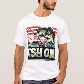Camiseta El carrete en la captura, el pescado en el diseño