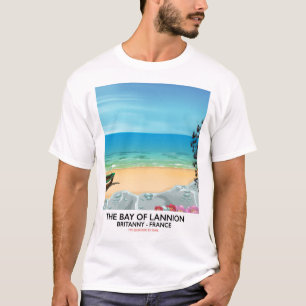 Camiseta El cartel de viaje de la Bahía de Lannion Francia