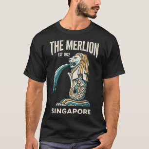 Camiseta El cartel de viaje vintage de Singapur Merlion Ret