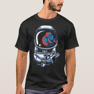 Camiseta El casco del astronauta es un acuario con un pez