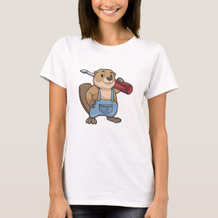 Camiseta El castor como artesano con destornillador acanala