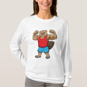 Camiseta El castor como culturista con grandes brazos altos