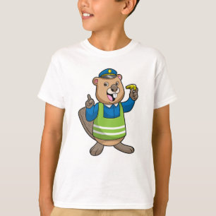 Camiseta El castor como oficial de policía con silbato