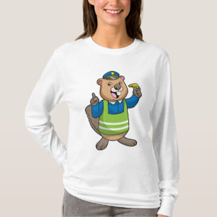 Camiseta El castor como oficial de policía con silbato