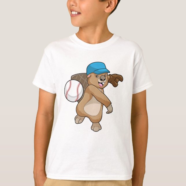 Camiseta El castor del béisbol deportivo con gorra (Anverso)