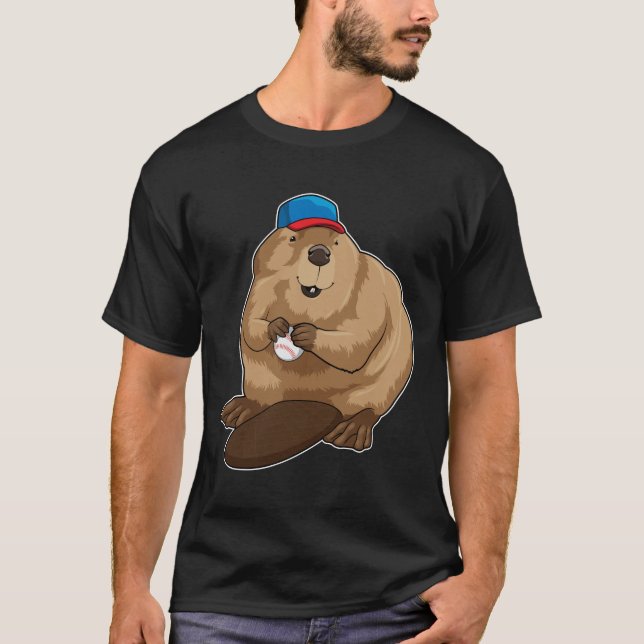 Camiseta El castor en el béisbol con el béisbol (Anverso)