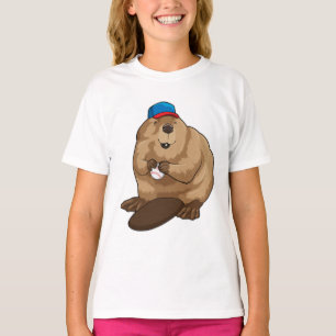 Camiseta El castor en el béisbol con el béisbol