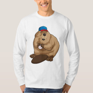 Camiseta El castor en el béisbol con el béisbol
