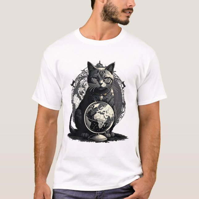 Camiseta El cauce de la tierra, el arte gótico del gato (Anverso)