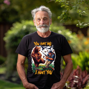 Camiseta El cazador se vuelve cómico en la caza del oso