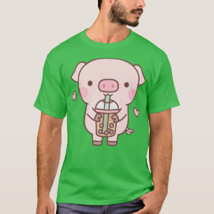 Camiseta El Cerdito lindo ama a Boba Tea