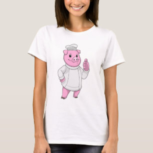 Camiseta El cerdo como cocinero con el gorra del chef