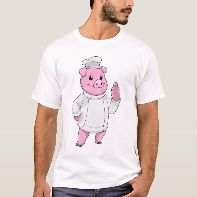 Camiseta El cerdo como cocinero con el gorra del chef (Anverso)
