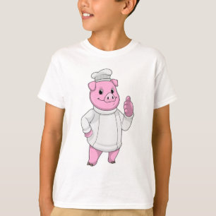 Camiseta El cerdo como cocinero con el gorra del chef