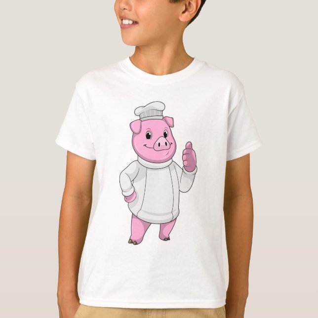 Camiseta El cerdo como cocinero con el gorra del chef (Anverso)