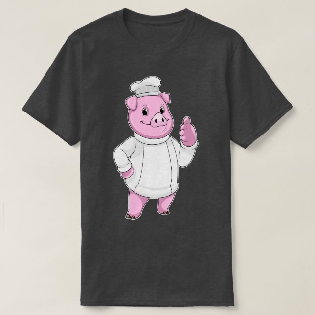 Camiseta El cerdo como cocinero con el gorra del chef (Diseño del anverso)