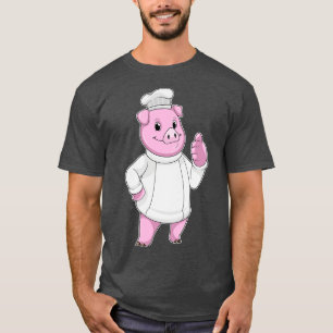 Camiseta El cerdo como cocinero con el gorra del chef