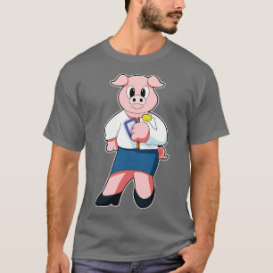 Camiseta El cerdo como secretario con falda