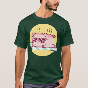 Camiseta El Cerdo Cuto Con Gafas De Sol Se Quema El Sol