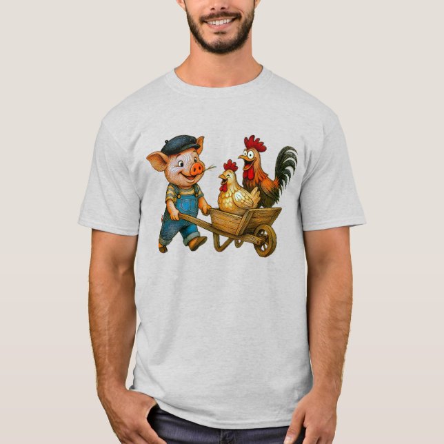 Camiseta El Cerdo Empuja al Pelotón de Aves (Anverso)