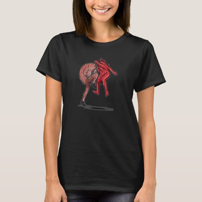 Camiseta El cerebro contra el diseño de Guay Heart (Anverso)