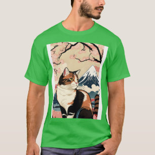 Camiseta El cerezo florece en el Monte Fuji en un japonés v