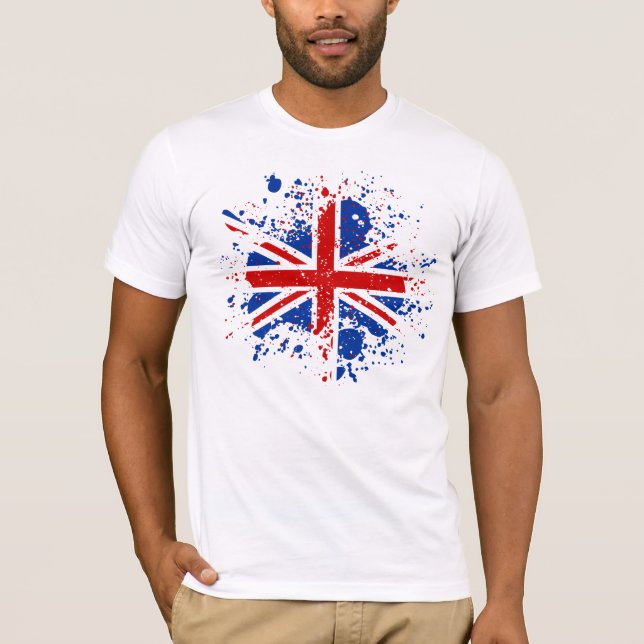 Camiseta El chapoteo BRITÁNICO de Union Jack colorea la (Anverso)