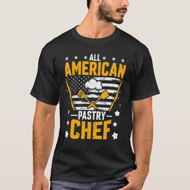 Camiseta El chef americano de pastelería Bandera Americana (Anverso)