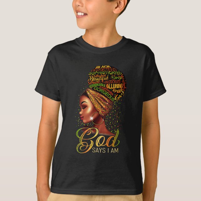Camiseta El Chica afroamericano Dios dice que soy un orgull (Anverso)