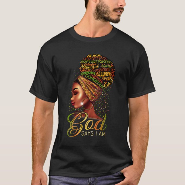 Camiseta El Chica afroamericano Dios dice que soy un orgull (Anverso)