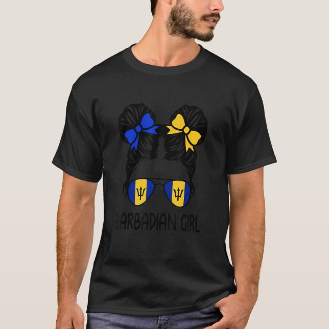Camiseta El Chica barbadense Messy Hair Barbados Orgullo Pa (Anverso)